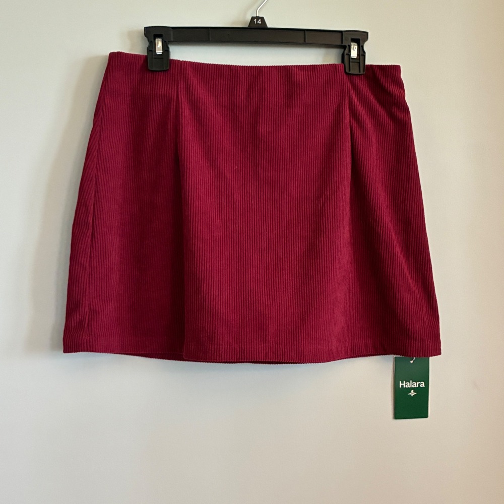 Halara Corduroy Skort Large Dark Red Mini Skirt Shorts Casual Fall Preppy  NWT